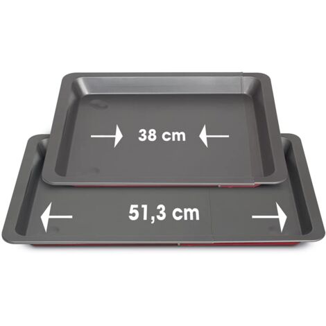 Guardini, Rossana 2.0, Teglia Rettangolare Estensibile 33x37/52cm, Acciaio con Rivestimento Antiaderente, Colore Rosso/Grigio, Inossidabile
