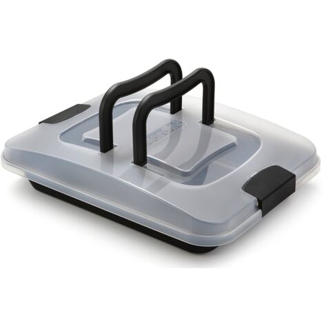 Guardini, Stampo da forno 24x32 cm con coperchio per trasporto, Acciaio con rivestimento antiaderente, Nero, Made in Italy, Linea Bake Away