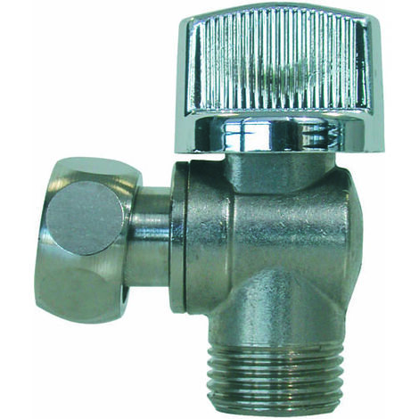 Guareski – Robinet d'arrêt WC 1/4 tour équerre chrome mâle femelle 3/8 – Corps laiton CW617N – Étanchéité par joints toriques NBR 70 Sh