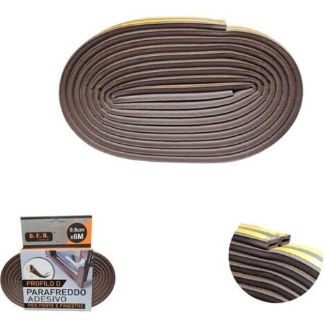 GUARNIZIONE ADESIVA PARAFREDDO 6 MT PARASPIFFERI PORTE FINESTRE MARRONE 9MM D