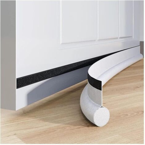 Guarnizione autoadesiva antivento per porte, 93 cm sotto la porta, guarnizione isolante antivento per porte, resistente alle intemperie, insonorizzata, bianca