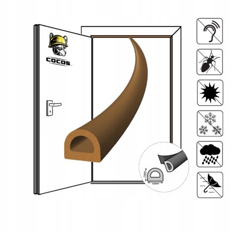 Guarnizione autoadesiva per porta e finestra D 9x7,5mm MARRONE