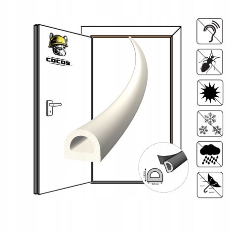 Guarnizione autoadesiva per porte e finestre D 9x7,5mm BIANCA