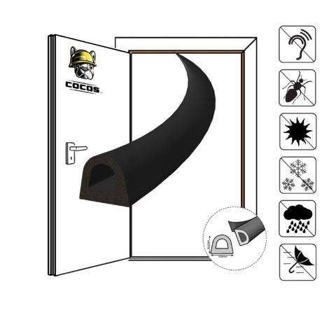 Guarnizione autoadesiva per porte e finestre D12X10mm NERO
