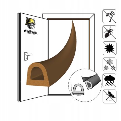 Guarnizione autoadesiva per porte e finestre D14X12mm MARRONE