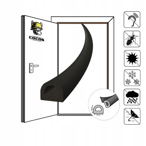 Guarnizione autoadesiva per porte e finestre D9x7,5mm NERA