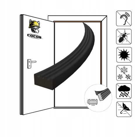 Guarnizione autoadesiva per porte e finestre E 15X8mm NERO