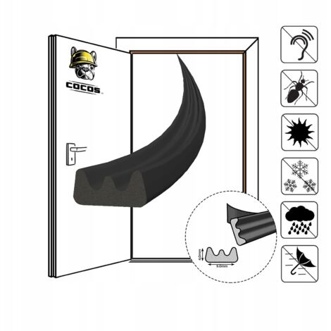 Guarnizione autoadesiva per porte e finestre E 9X4 mm NERO