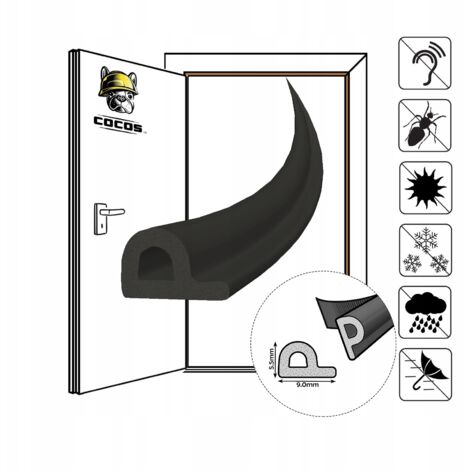 Guarnizione autoadesiva per porte e finestre P9X5,5mm NERO