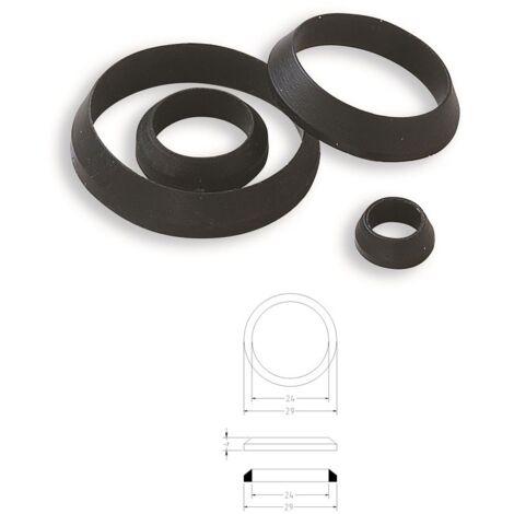 Guarnizione gomma nera sezione conica per raccordi 1"x26 129900GN1