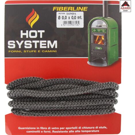 Guarnizione in fibra di vetro tonda   12 mm per sportelli stufe caminetti e forni lunghezza 2,5 mt