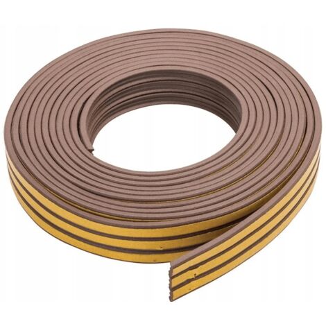 Guarnizione in gomma per finestre e porte in PVC, profilo E, 2x3m, marrone