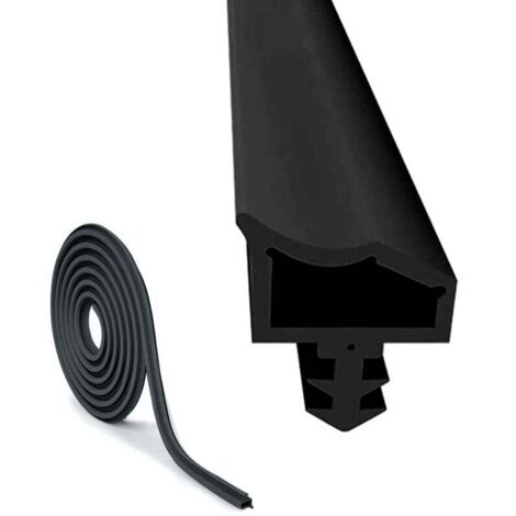 Guarnizione in gomma per porta contro rumore e polvere, 10 m, larghezza scanalatura 4 mm, profondità scanalatura 7 mm, curvatura scanalatura 12 mm (nero)