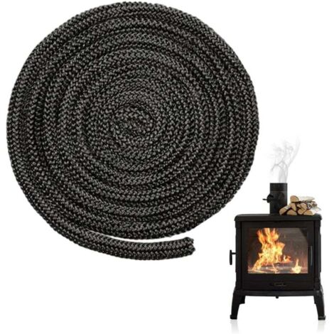 Guarnizione intrecciata per inserto e stufa 8 mm x 4 m, guarnizione di ricambio in fibra di vetro, guarnizione per inserto camino per stufa a legna, camino, riscaldamento
