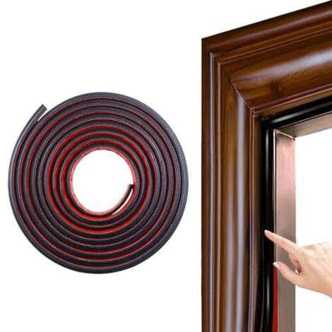 Guarnizione isolante per porte e finestre, guarnizione in gomma per porte tipo D, guarnizione per portiere auto, striscia sigillante autoadesiva (6 m x 2 pezzi, D-nero)