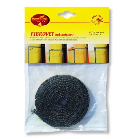 guarnizione piatta autoadesiva best fire "fibrovet" in fibra ceramica, 10 mm x 2,5 mt