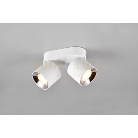 GUAYANA BARRA 2 SPOTS ORIENTABILI ANCHE DA INCASSO METALLO BIANCO L. 18CM ATTACCO GU10