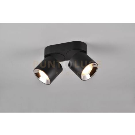 GUAYANA BARRA 2 SPOTS ORIENTABILI ANCHE DA INCASSO METALLO NERO L. 18CM ATTACCO GU10