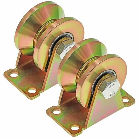 GU.B/bon 2 Pcs Roue gorge V, roues pour portail coulissant 50mm, roues en acier avec rainure en V, pour portail coulissant, porte d'usine