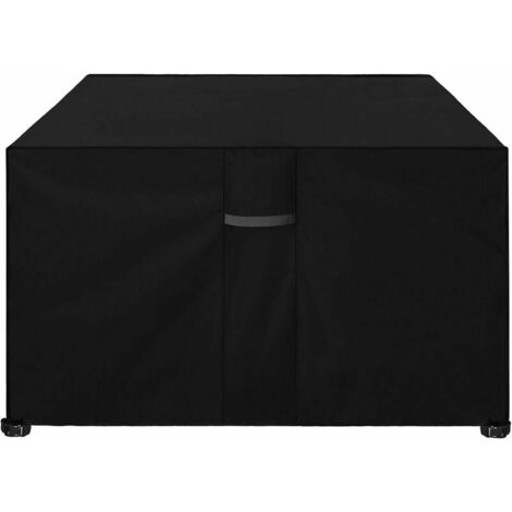 GU.B/bon Housse Salon de Jardin avec Grilles D’aération, Imperméable, Résistance au Vent, Anti-UV, Robuste en Tissu Oxford 420D Housse de Protection pour Table, Meubles, Carré (125x125x74cm) - Noir