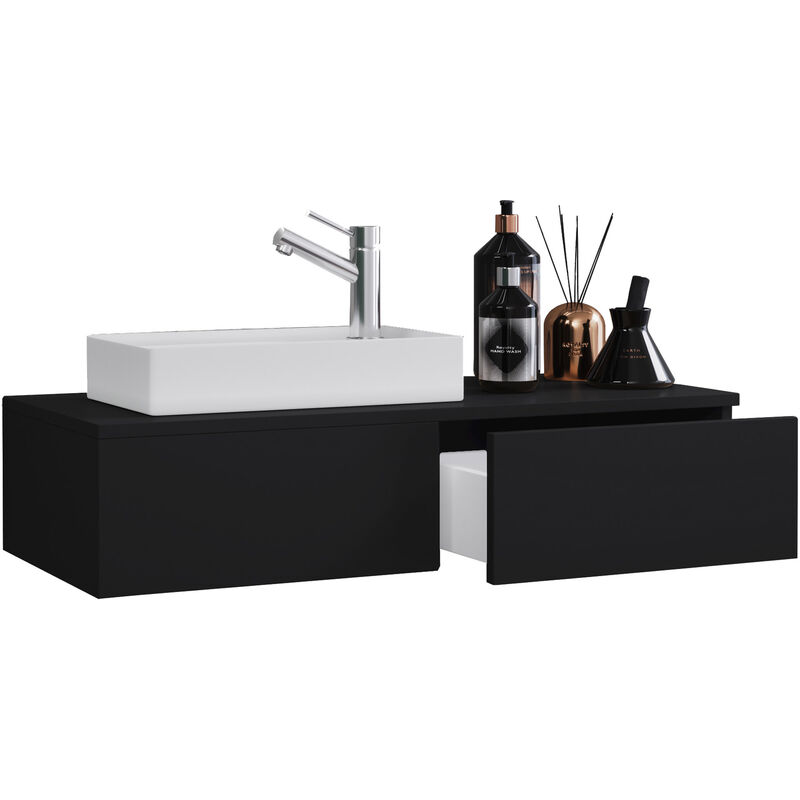 Ebuy24 - Gudas Ensemble de meubles de salle de bain, 1 tiroir, noir.