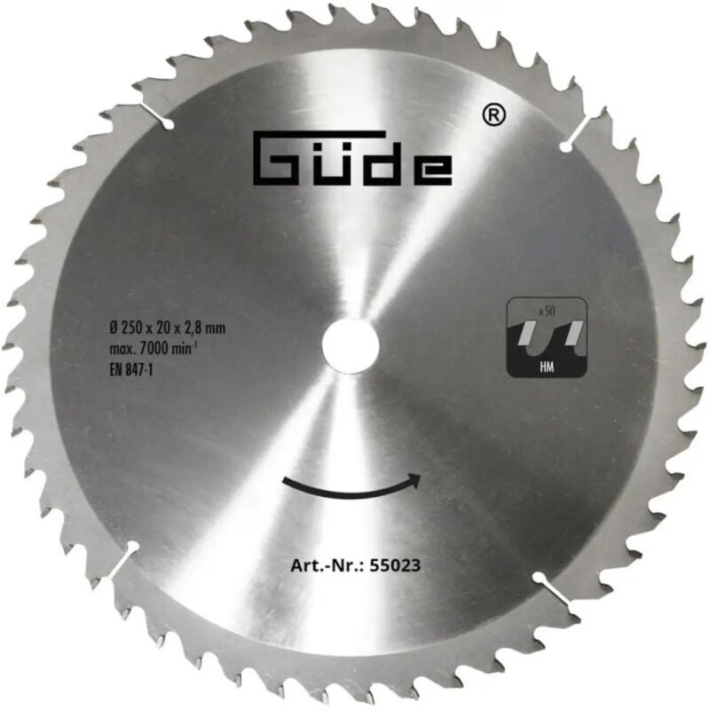 Güde - Lame de scie carbure 250 x 20 mm 50 dents - pour G55173-G55258-G55262