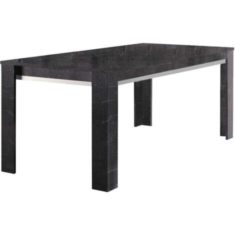 GUEDA - Table 160x90cm Effet Marbre Anthracite Finition Argent