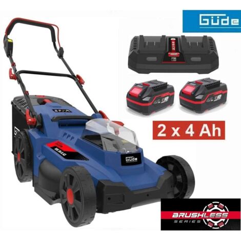 GÜDE Akku Rasenmäher RM 36/43 mit 2 x Akku 4.0 Ah, Doppelladegerät