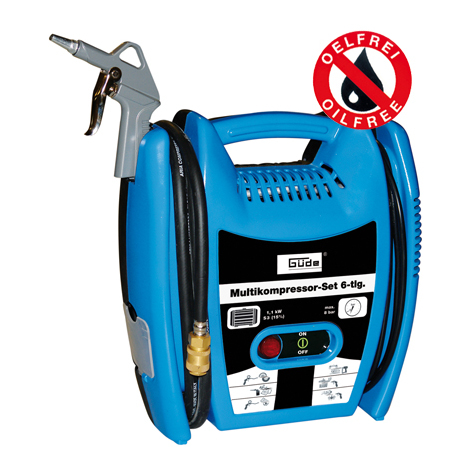 Güde – Compresseur portable sans huile 180L/min – Pression max 8 bar – Débit restitué 140L/min – Moteur à piston pour nettoyage précis