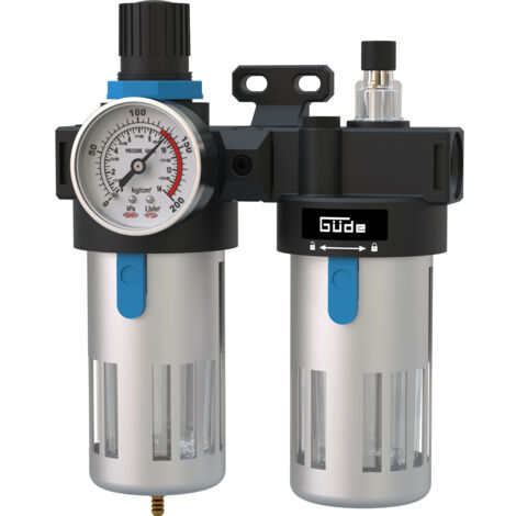 Güde Druckluft Wasserabscheider und Nebelöler Druckminderer bis 10 Bar 1/2 Zoll