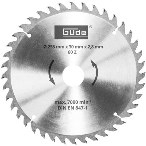 Güde Holzsägeblatt HM 255x30x60Z Hartmetall Wippsägeblatt Kreissägeblatt