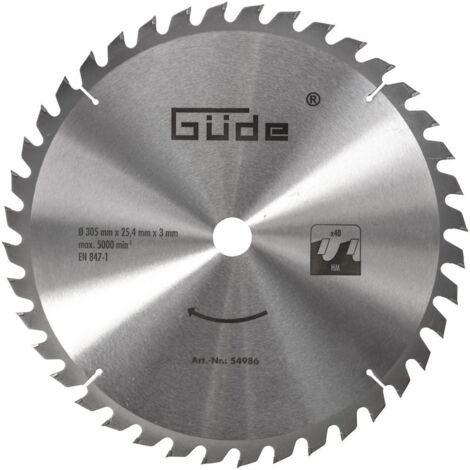 Güde Holzsägeblatt HM 305x25,4mm 40 Zähne Sägeblatt Kappsäge Holz Sägeblatt