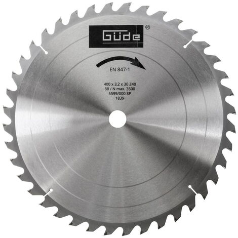 Güde Kreissägeblatt HM 400x30mm 40Z Hartmetall Sägeblatt Holzsägeblatt Brennholz