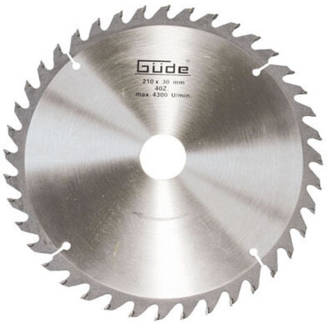 Güde – Lame de scie circulaire 210 x 30 mm – 60 dents pour bois dur – Coupe nette sans éclat – Compatible scies circulaires
