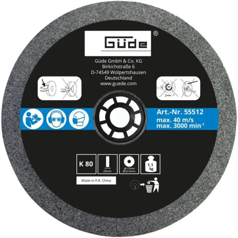 Meule abrasive pour touret G55236 - 175 x 25 mm - grain 80