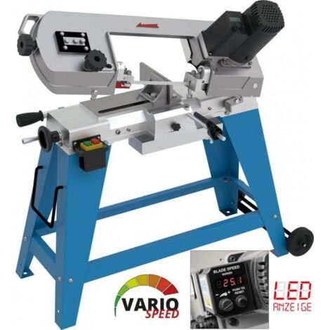 Güde – Scie à ruban pour métaux – Puissance 550W – Capacité de coupe 100x140mm à 90° – Vitesse réglable numériquement – Étau réglable pour coupes d'angle