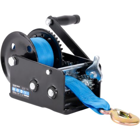 Güde Verricello GGHW 900/8 (900 kg max. forza di trazione, lunghezza 8 m, larghezza cinghia 5 cm, gancio di carico con apertura a goccia, leva di bloccaggio, manovella con impugnatura morbida, piastra