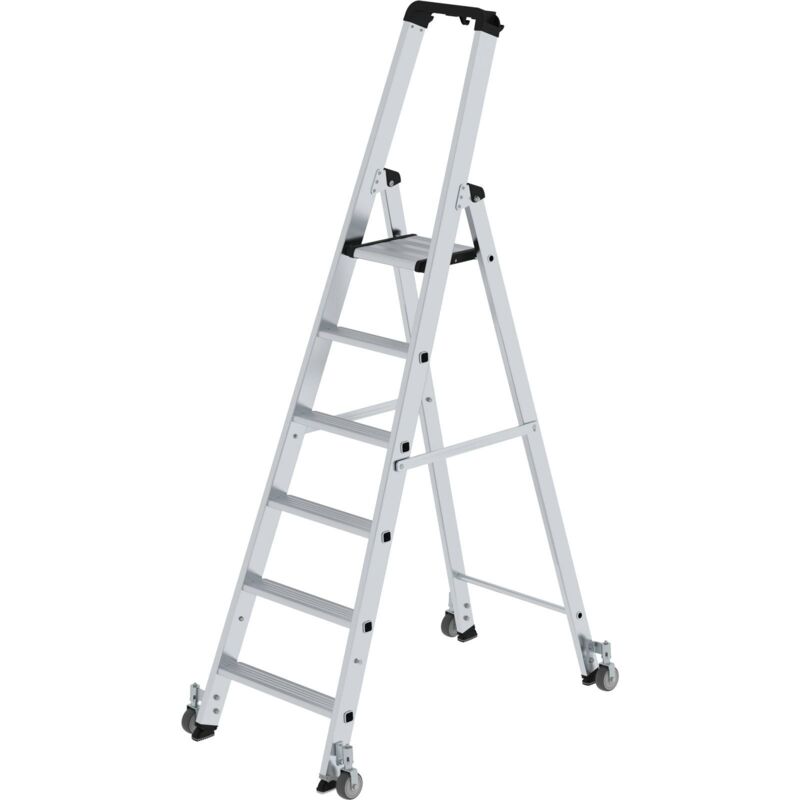 Image of Stufen-Stehleiter einseitig begehbar mit Rollen 6 Stufen - 041106 - Günzburger Steigtechnik