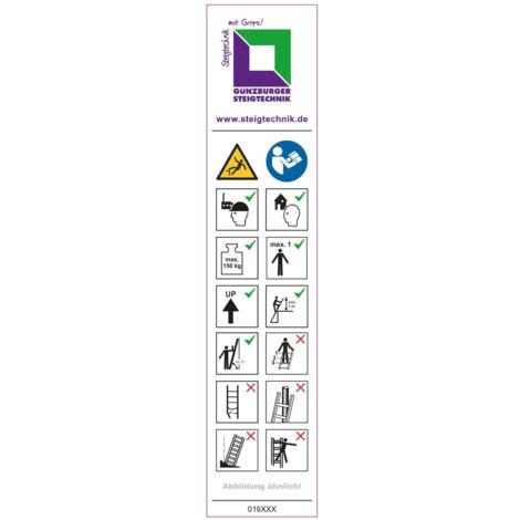 Günzburger Steigtechnik 20x Autocollant de signalisation pour échelle de ménage accessible des deux côtés - 019173