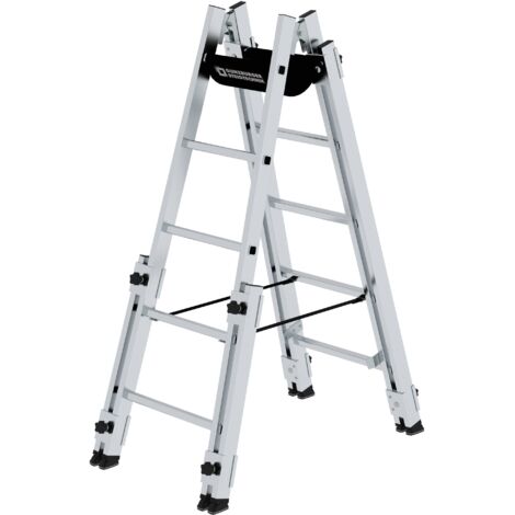 Günzburger Steigtechnik Aluminium Stehleiter 2x5 Sprossen treppengängig - 033510