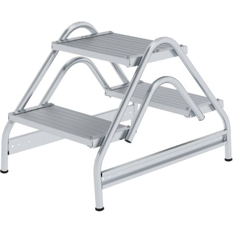 Günzburger Steigtechnik Arbeitspodest beidseitig begehbar Aluminium geriffelt 2 x 2 Stufen - 050059