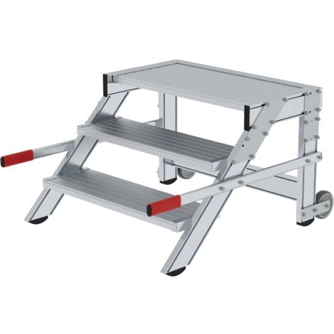 Günzburger Steigtechnik Arbeitspodest fahrbar Stufenbreite 0,8 m Aluminium geriffelt 3 Stufen - 050016
