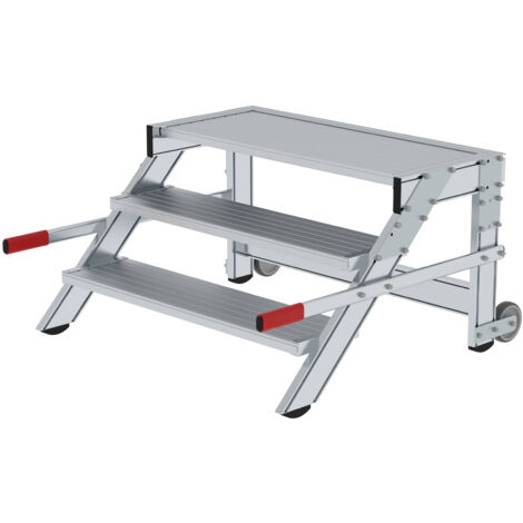 Günzburger Steigtechnik Arbeitspodest fahrbar Stufenbreite 1.000 mm Aluminium geriffelt 3 Stufen - 050020
