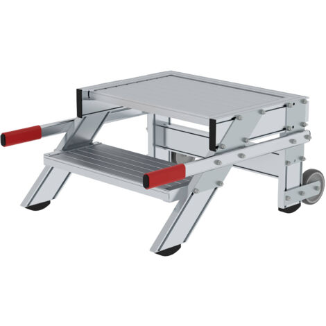 Günzburger Steigtechnik Arbeitspodest fahrbar Stufenbreite 600 mm Aluminium geriffelt 2 Stufen - 050011