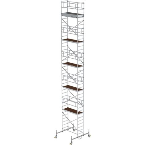 Günzburger Steigtechnik Echafaudage roulant 0,75 x 1,8 m avec embase roulante Hauteur de plate-forme 10,45 m - 154045