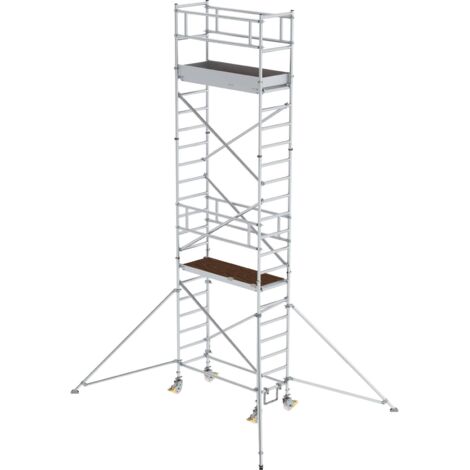 Günzburger Steigtechnik Echafaudage roulant 0,75 x 1,8 m avec stabilisateur Hauteur de plate-forme 5,35 m - 154546