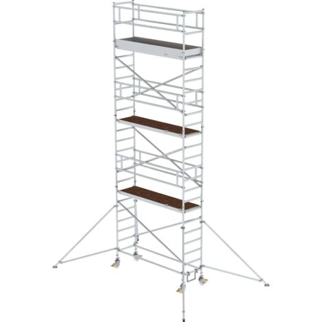 Günzburger Steigtechnik Echafaudage roulant 0,75 x 2,45 m avec stabilisateur Hauteur de plate-forme 6,35 m - 155646