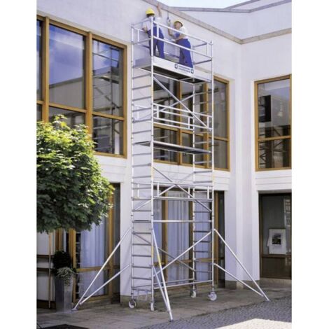 Günzburger Steigtechnik Echafaudage roulant 0,75 x 3 m avec stabilisateur Hauteur de plate-forme 10,35 m - 156046