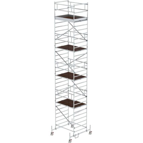 Günzburger Steigtechnik Echafaudage roulant 1,35 x 1,8 m avec embase roulante &amp double plate-forme Hauteur de plate-forme 8,45 m - 173836