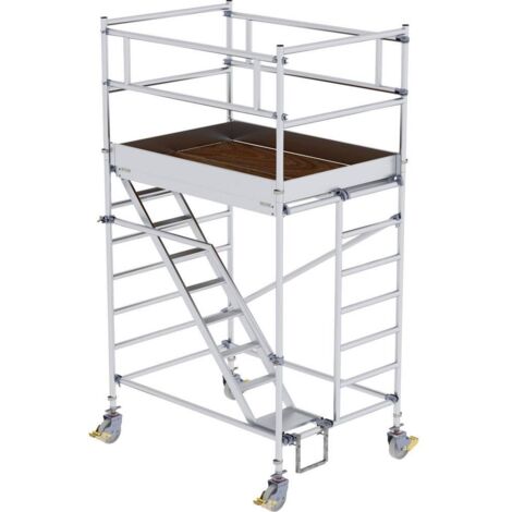Günzburger Steigtechnik Echafaudage roulant 1,35 x 1,8 m avec marches inclinées Hauteur de plate-forme 2,35 m - 167100